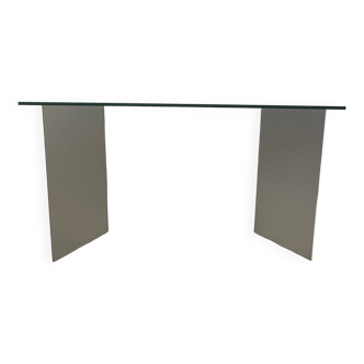 Table, console en aluminium et verre 1970