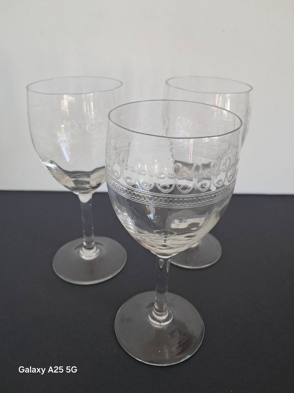 3 old guilloche glasses from the 20s