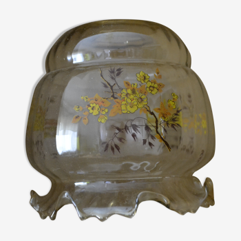 Lace glass pendant lamp with yellow flower patterns