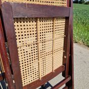 Lot de 2 chaises pliantes en bois et cannage