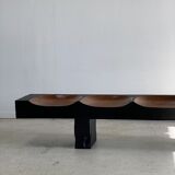 Huge 5-seater bench in two-tone solid wood