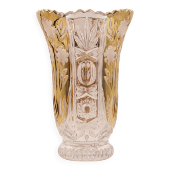 Small vintage Anna Hutte chiseled crystal vase