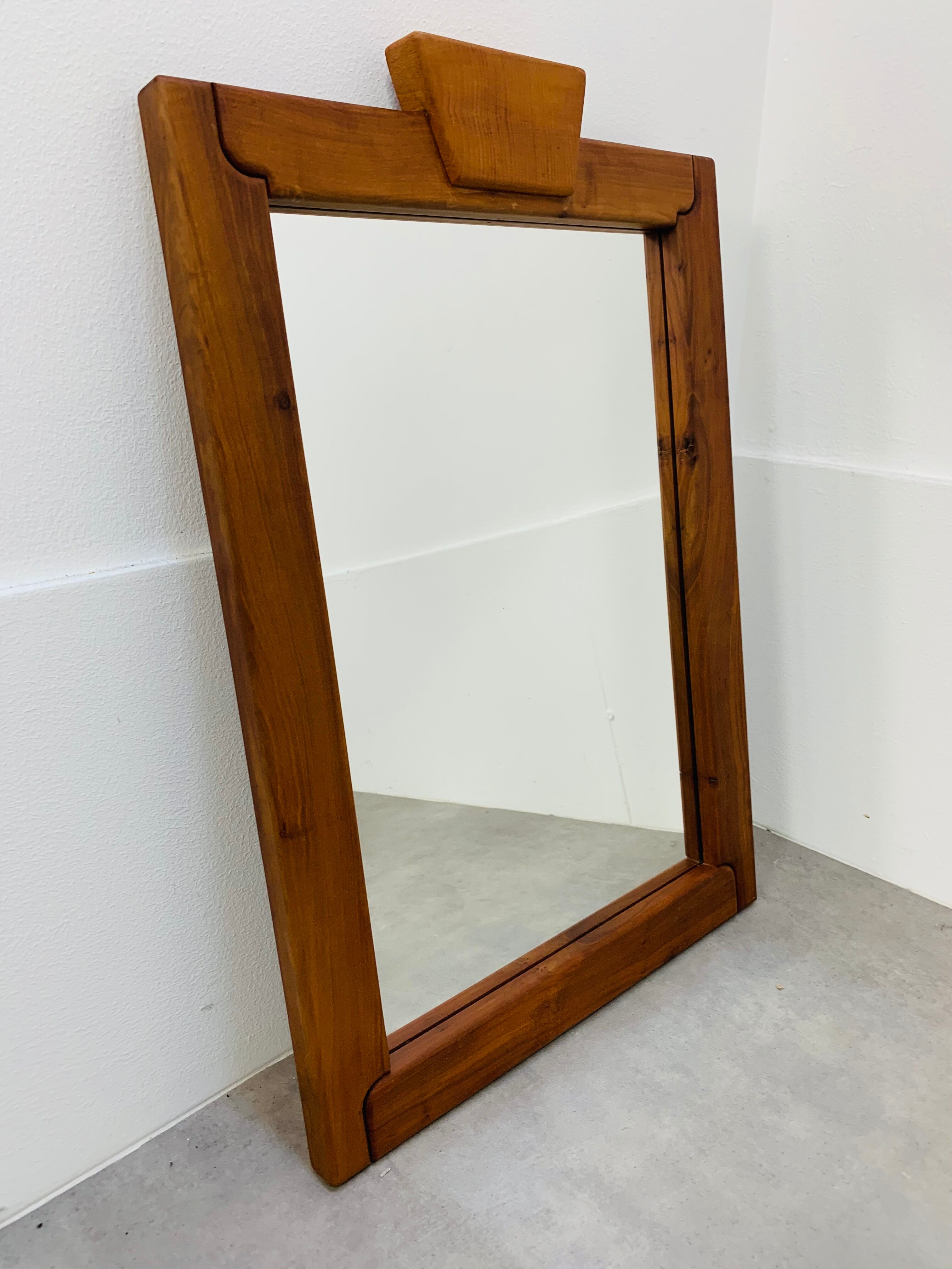 Brutalist elm mirror 70s, solid wood