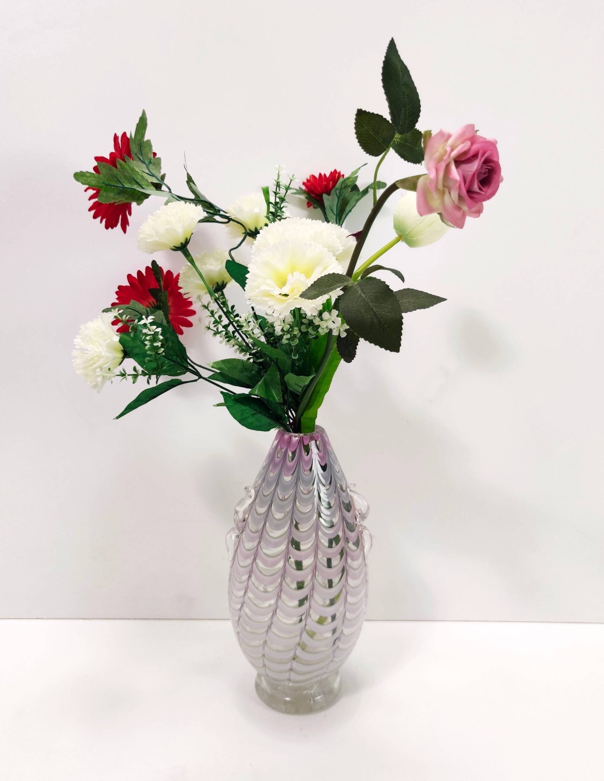 Lilac and Transparent Murano Glass Vase by Alberto Donà, Italy