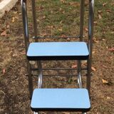 Flexible stool in vintage sky blue formica stepladder