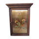 Old key box - Wooden key box with golden door and painted flowers
