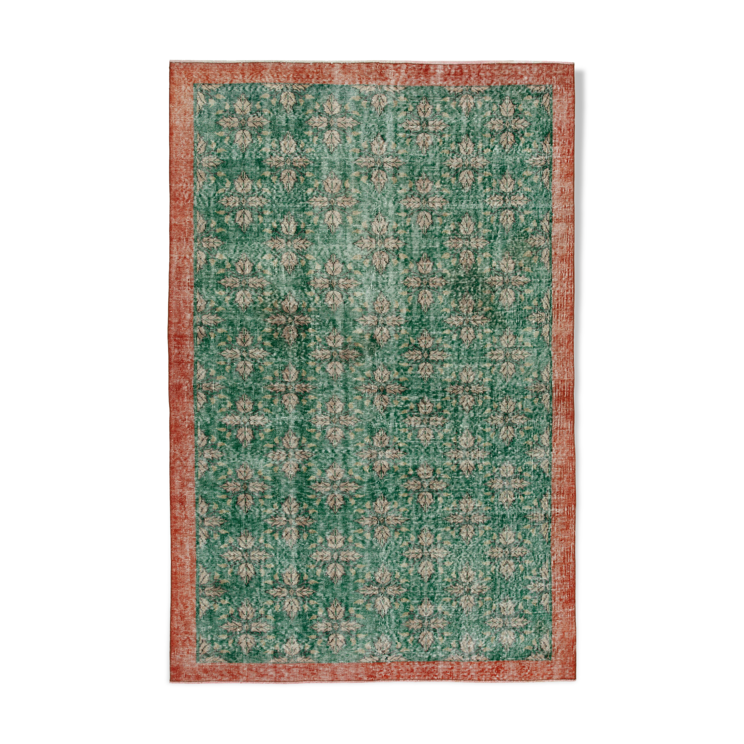 Anatolian Handwoven One-of-a-Kind 1980s Green Rug 164 cm x 253 cm