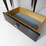 bedside table in lacquered wood and brass
