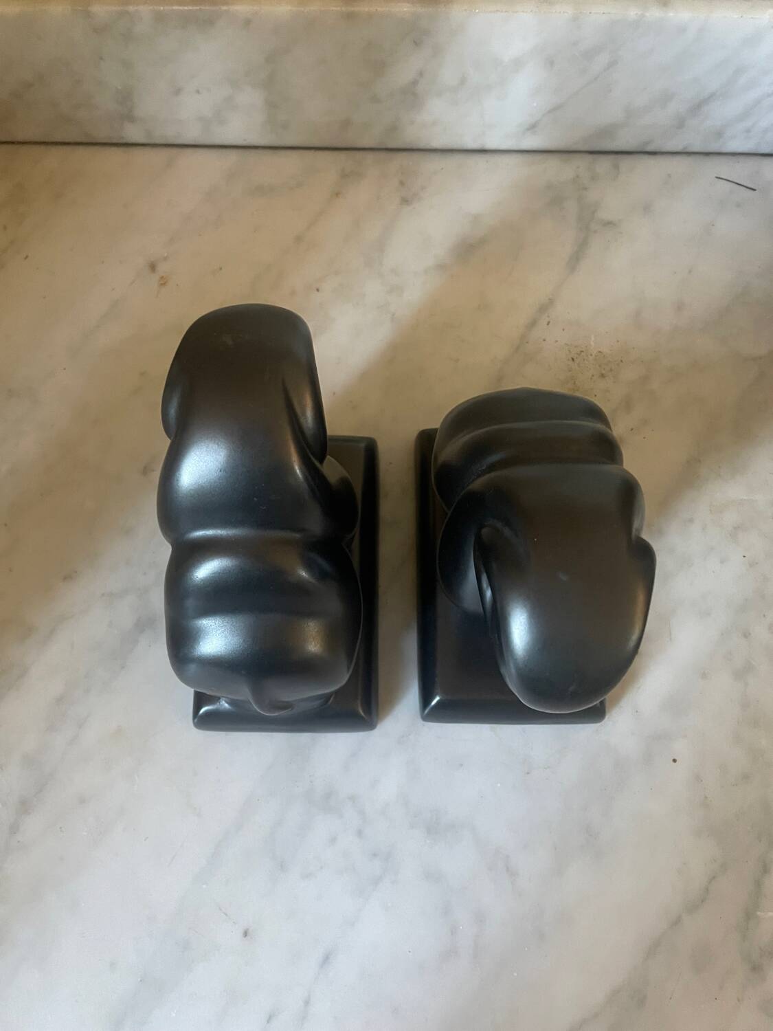 Pair of CAB Art Deco Ceramic Ram Bookends