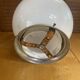 Vintage Ceiling Light Opaline White Ball + Aluminium Support 50s #E