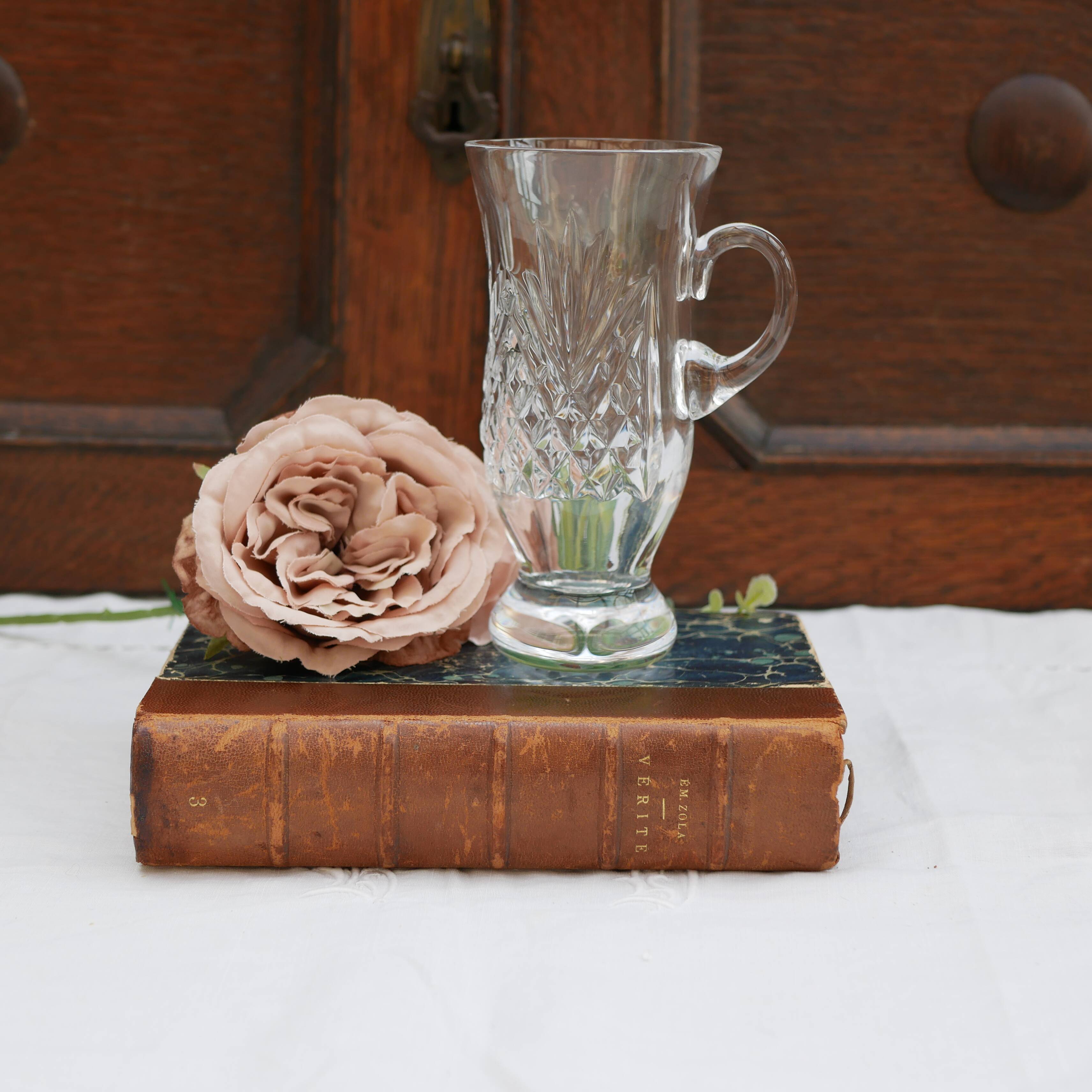 Vintage cut-glass coffee cup, hot chocolate or mulled wine