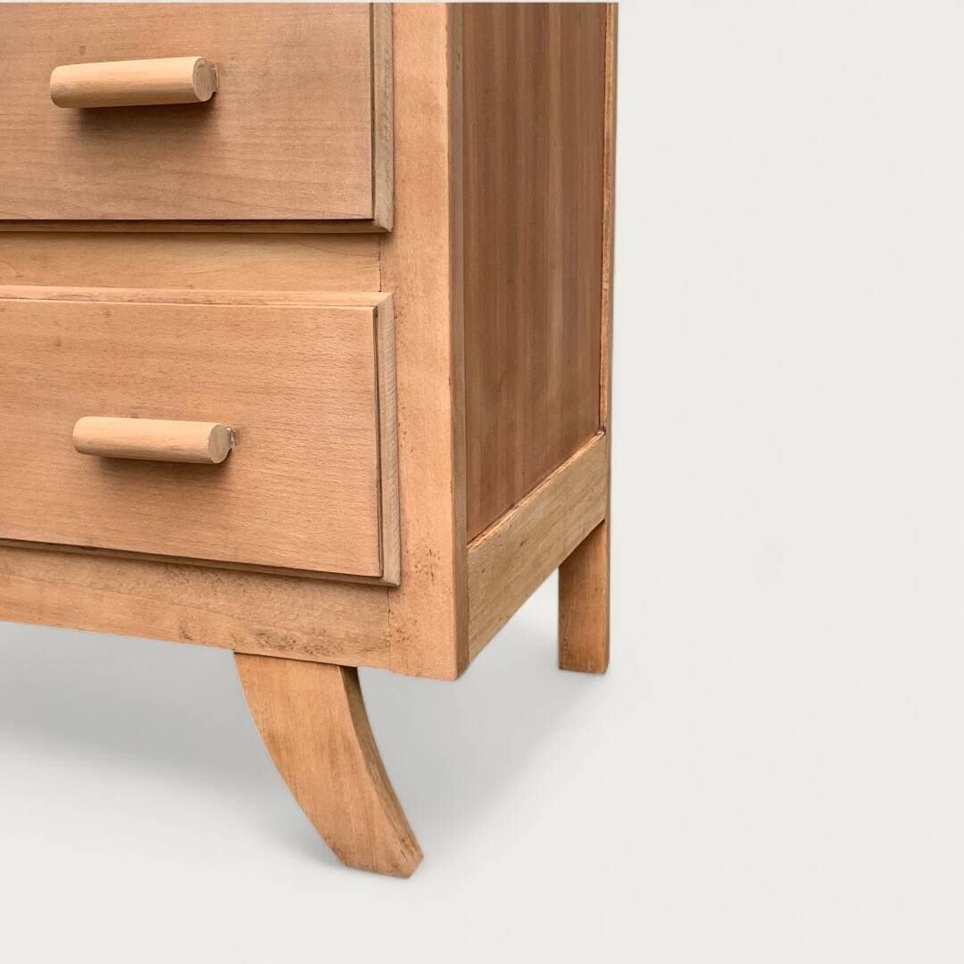 Raw wood art deco chest of drawers