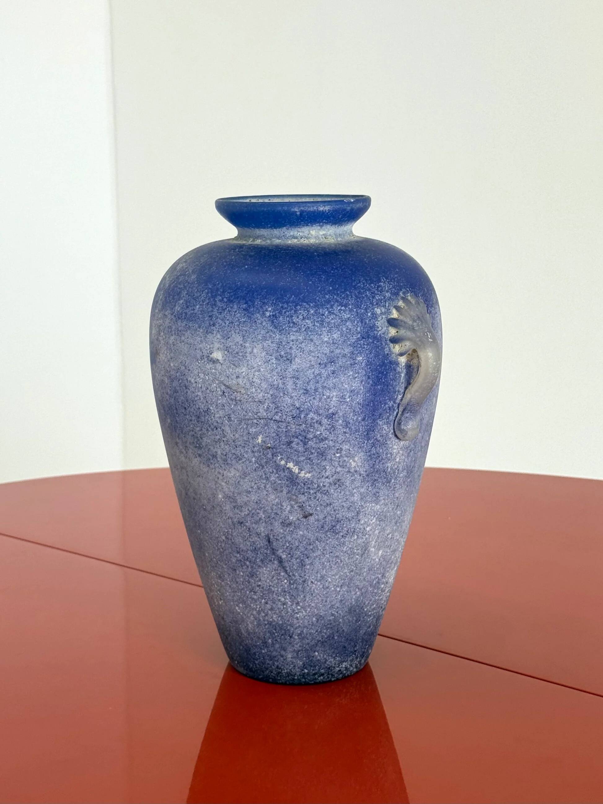 Vintage Murano amphora vase cobalt blue