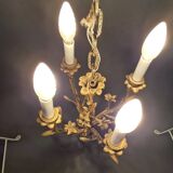 Lustre en bronze doré à 4 branches néoclassique, Circa 1940/1950.