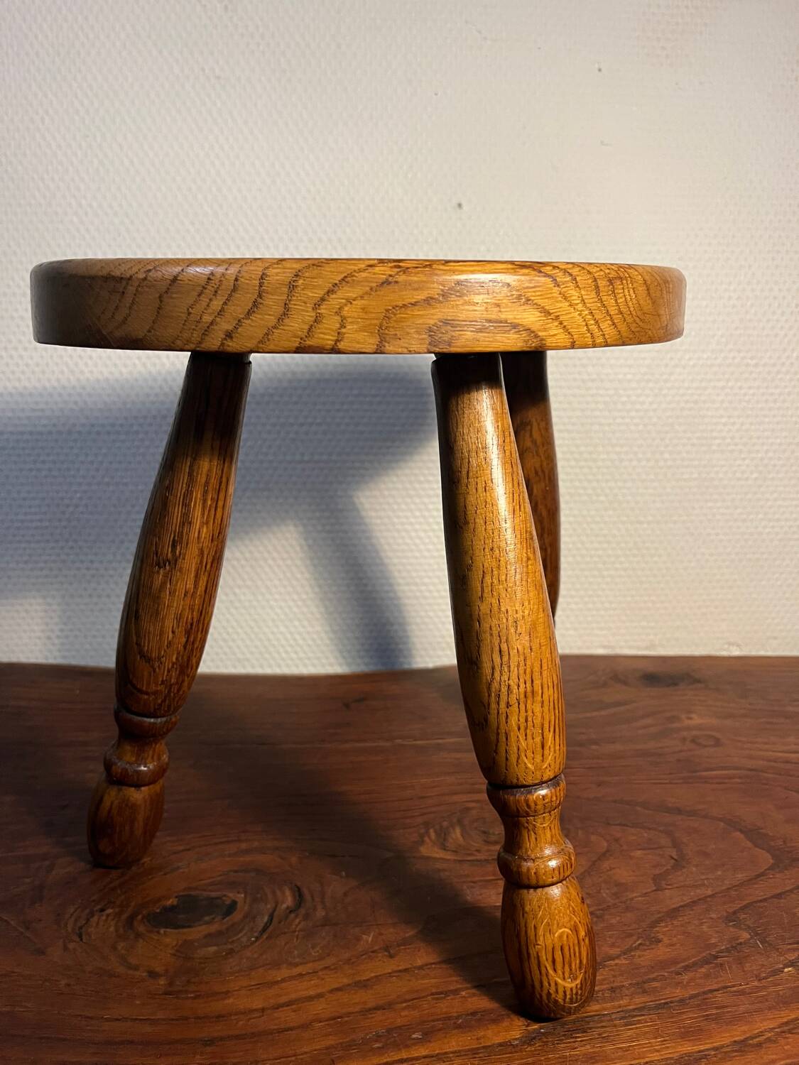 Small oak tripod stool or plant stand