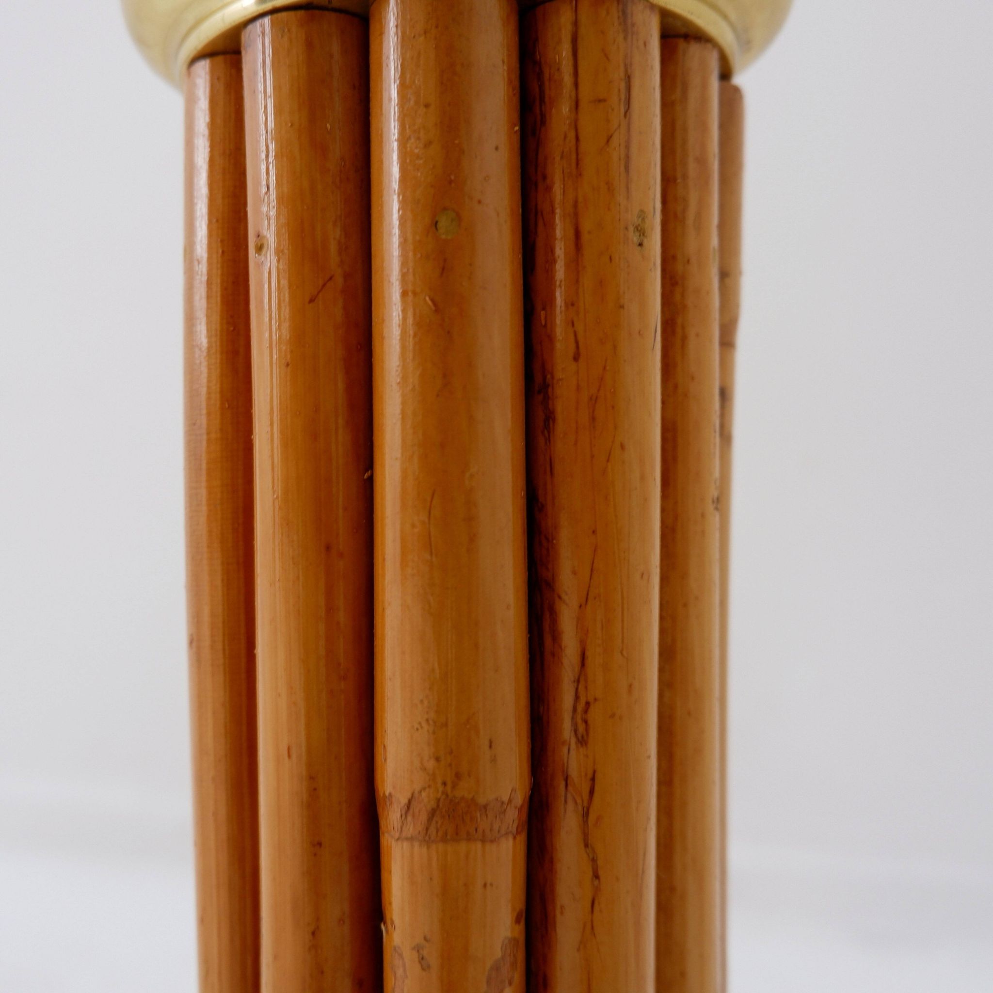 Lampe de table vintage en bambou et laiton - années 1980