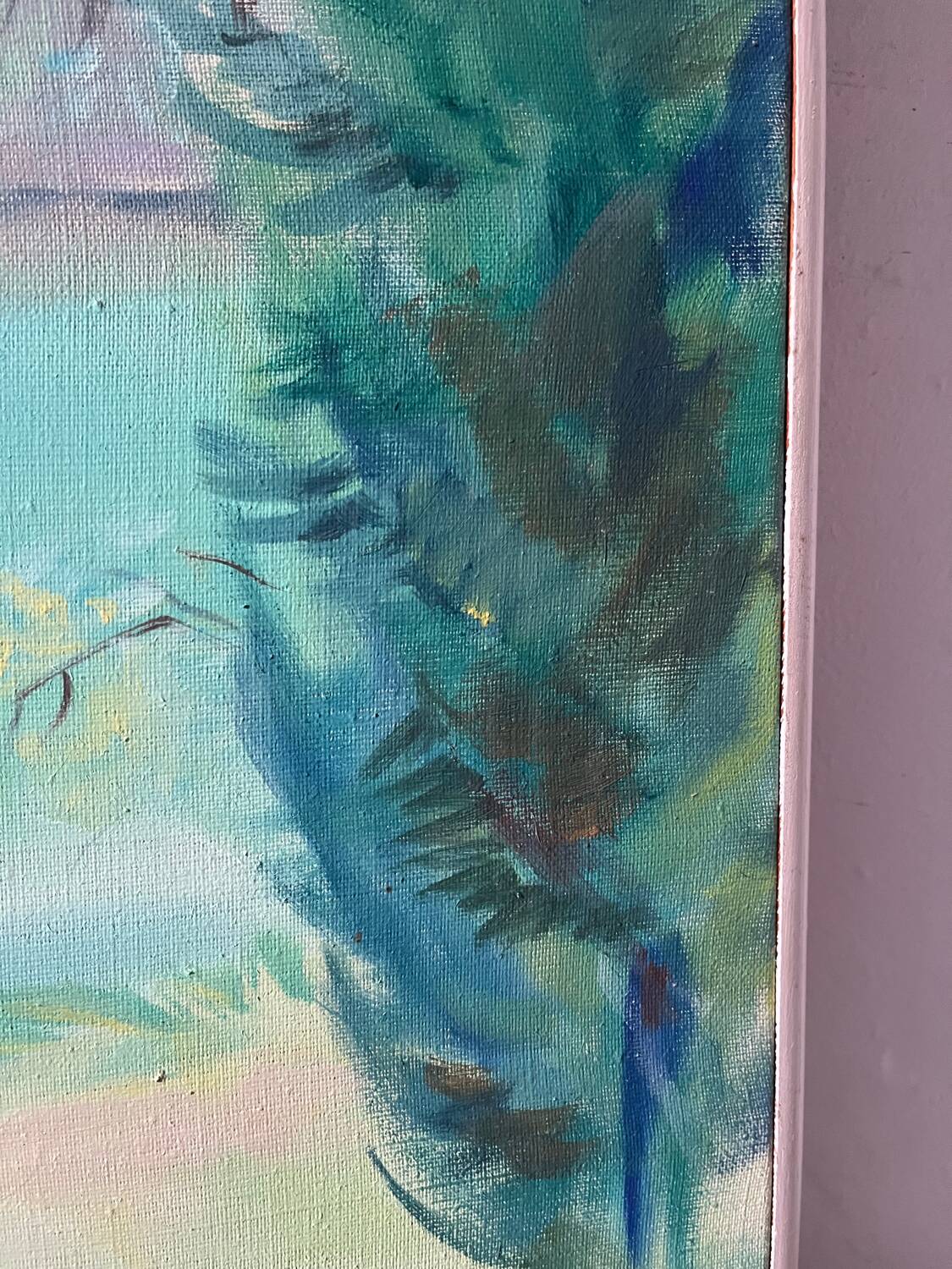 Trees by the lake, oil on canvas