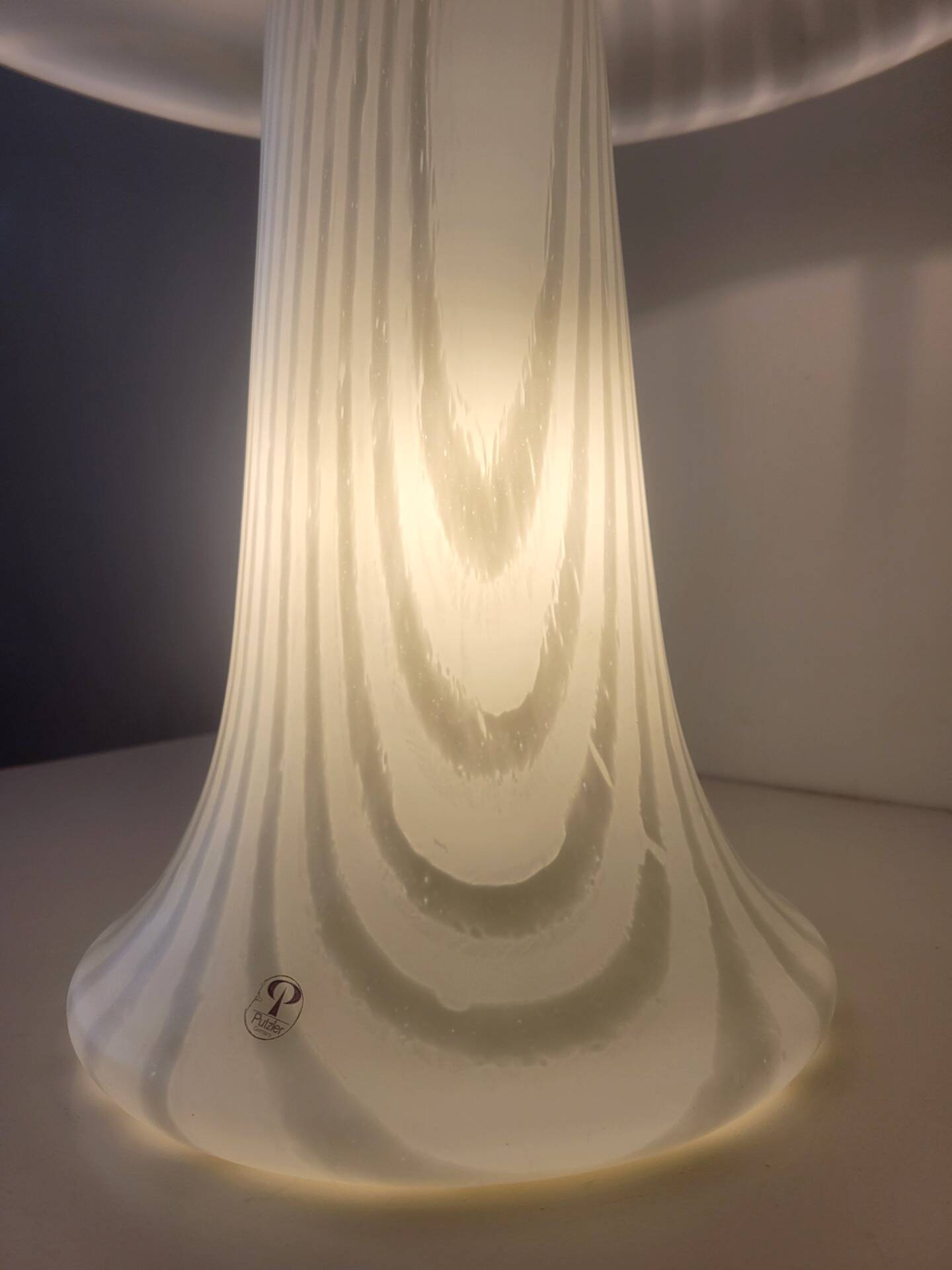 Large mushroom lamp by Peill & Putzler in zebra glass