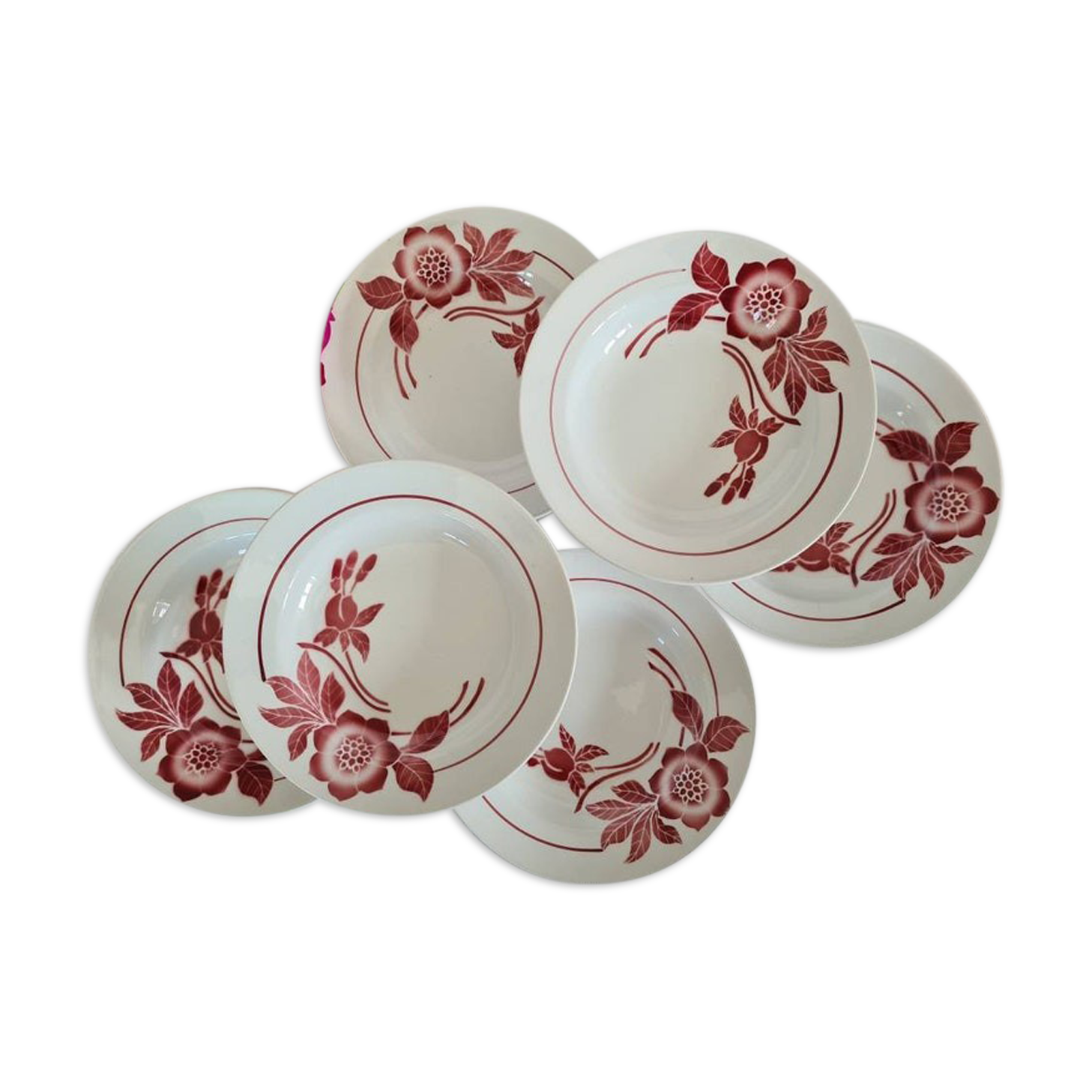 Set of 6 hollow plates old Fenal Frères
