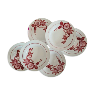 Set of 6 hollow plates old Fenal Frères