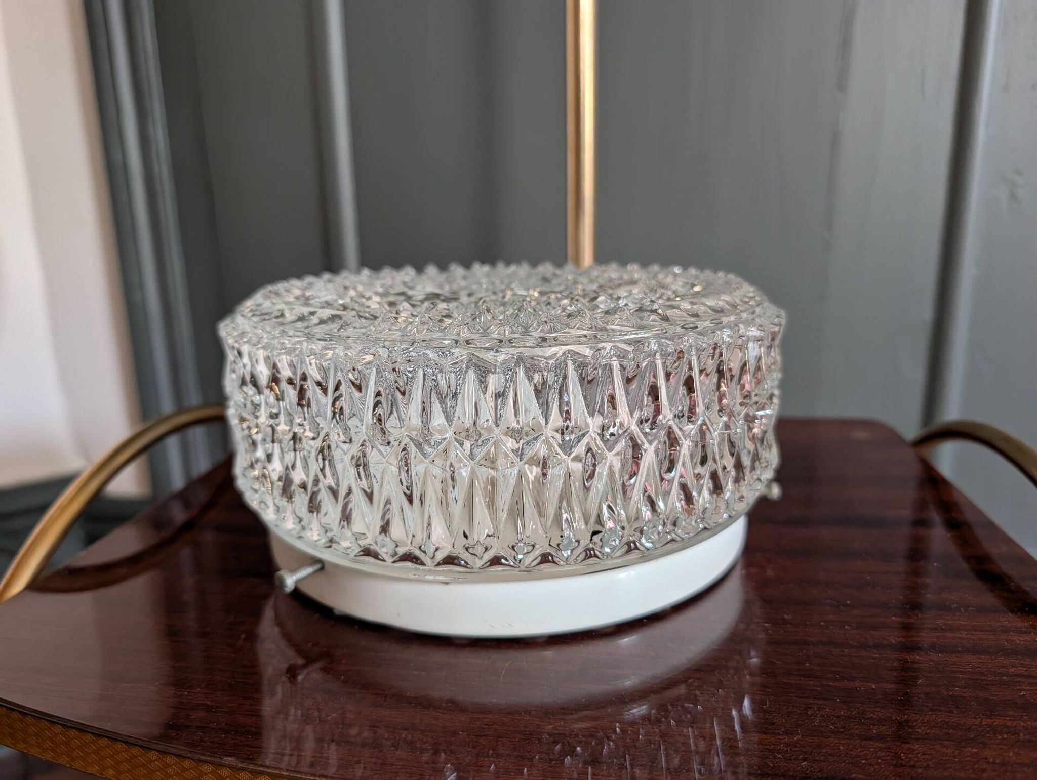 Ceiling light / wall light MATHIAS 1970s – moulded glass with diamond points