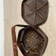 Ancient wooden and woven wicker basket,