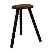 Tabouret tripode en bois tourné