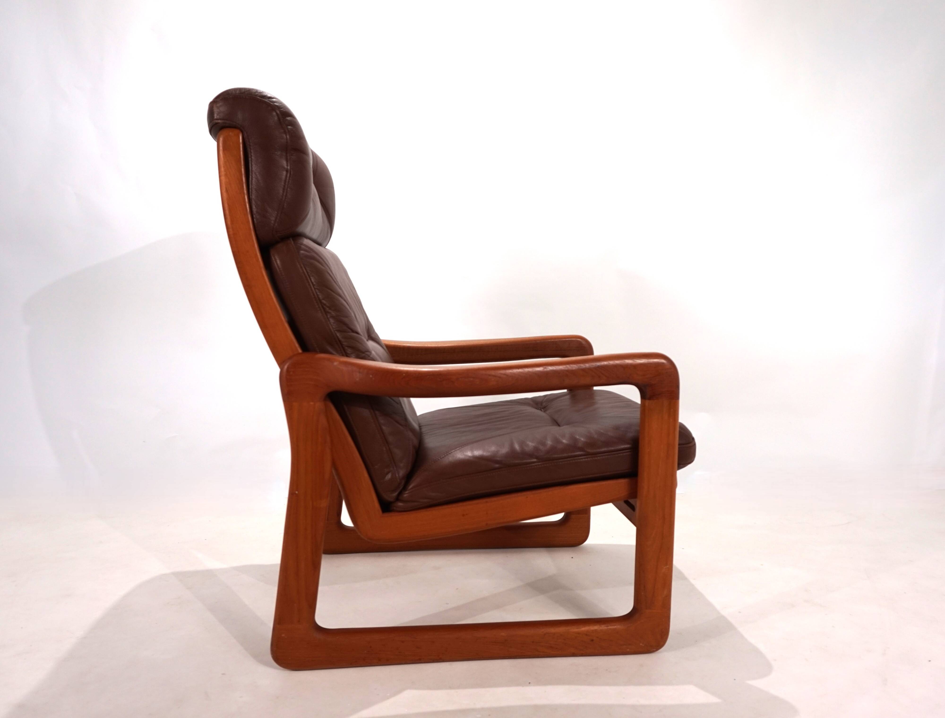 EMC teak leather armchair, 1960