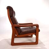 EMC teak leather armchair, 1960