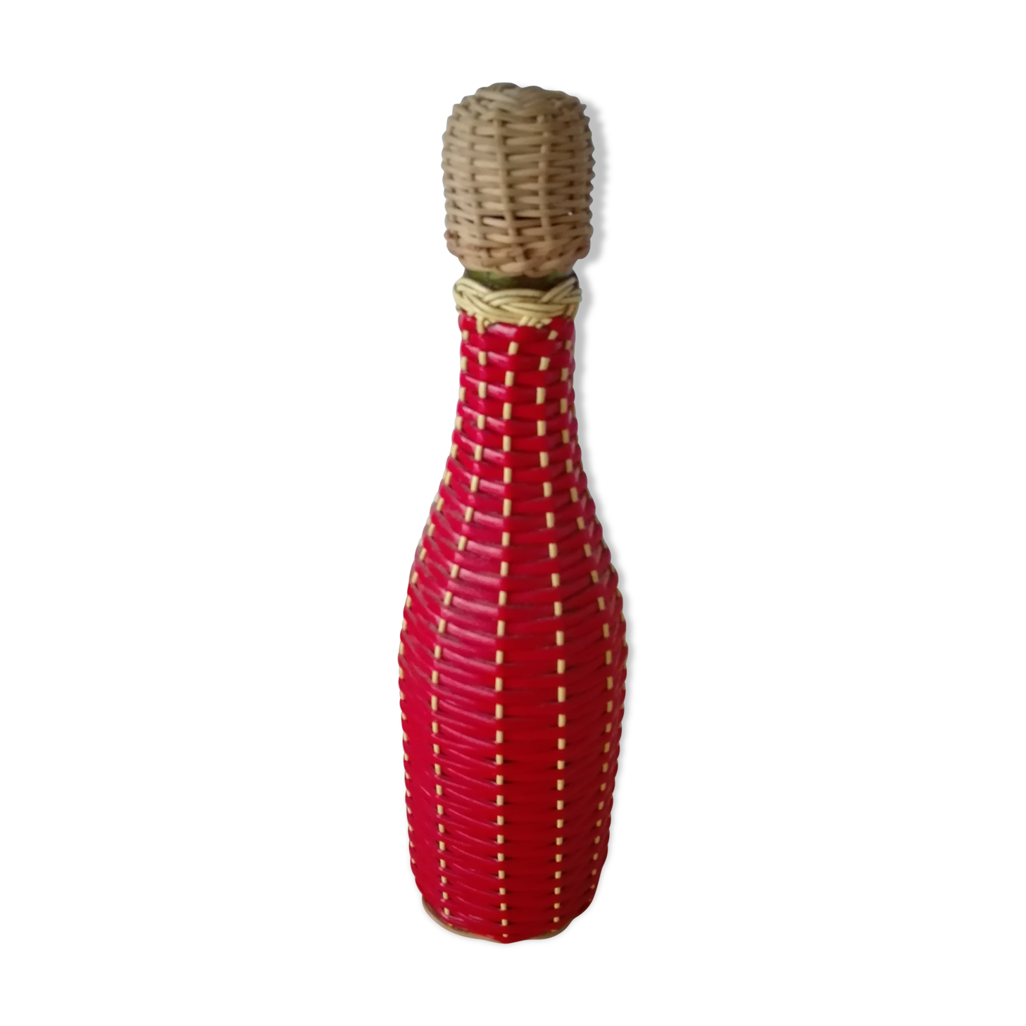 Bottle rattan and red scoubidou