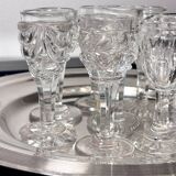 Cabaret set Baccarat 8 glasses and silver plated tray