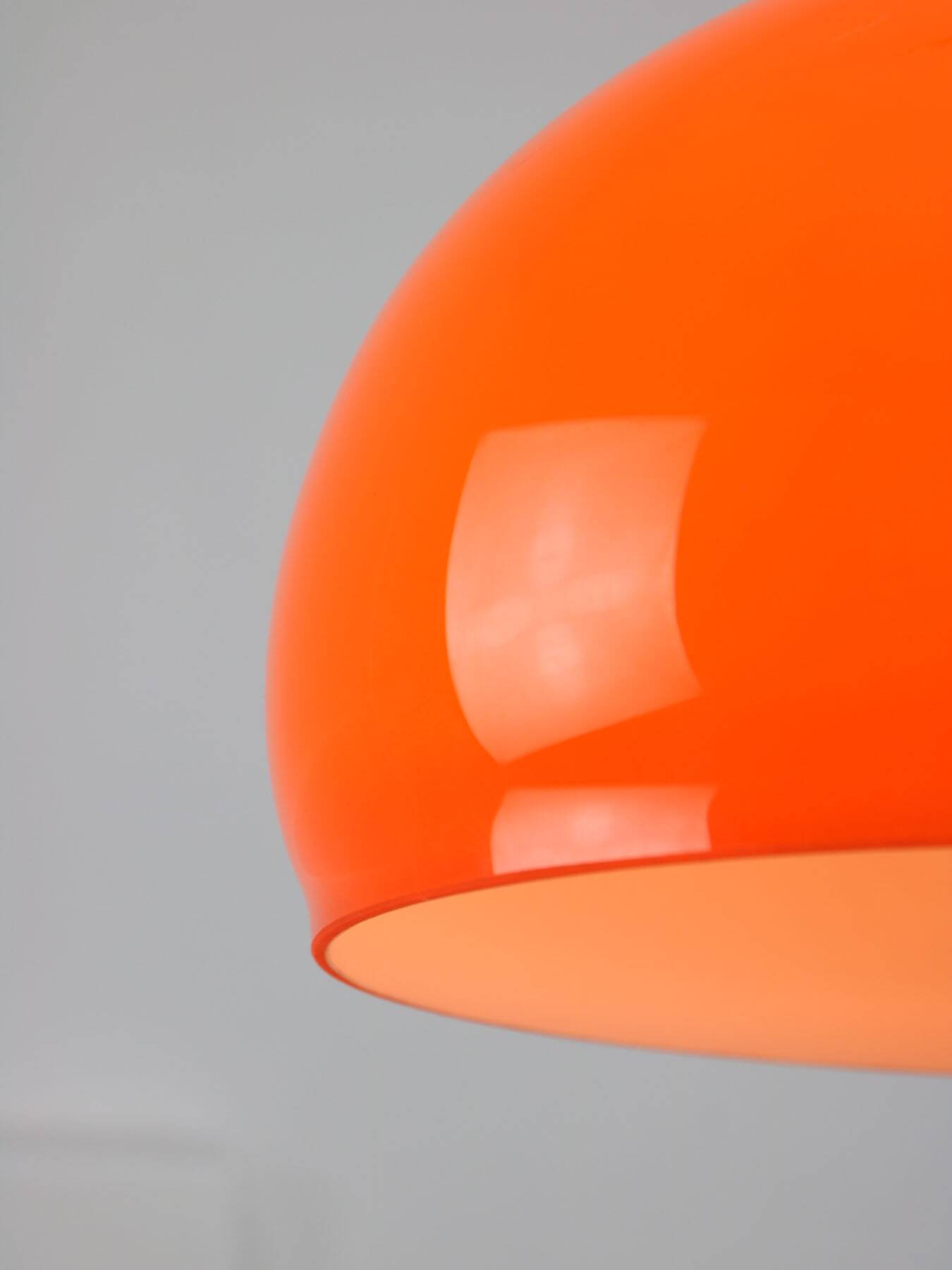 Mid-Century Italian Orange Glass and Brass Pendant Lamp