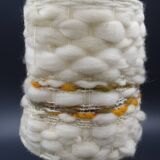 Pair of bedside lamps in stoneware and wool lampshades - Vintage around 1970