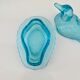 Art Deco glass duck, pressed glass turquoise, butter dish