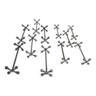 Onze porte-couteau ''croisillons'' métal design années 70