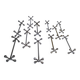 Eleven 70s design metal "crosshair" knife holders
