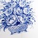 Antique serving dish in Sarreguemines earthenware with old Delft blue decoration.