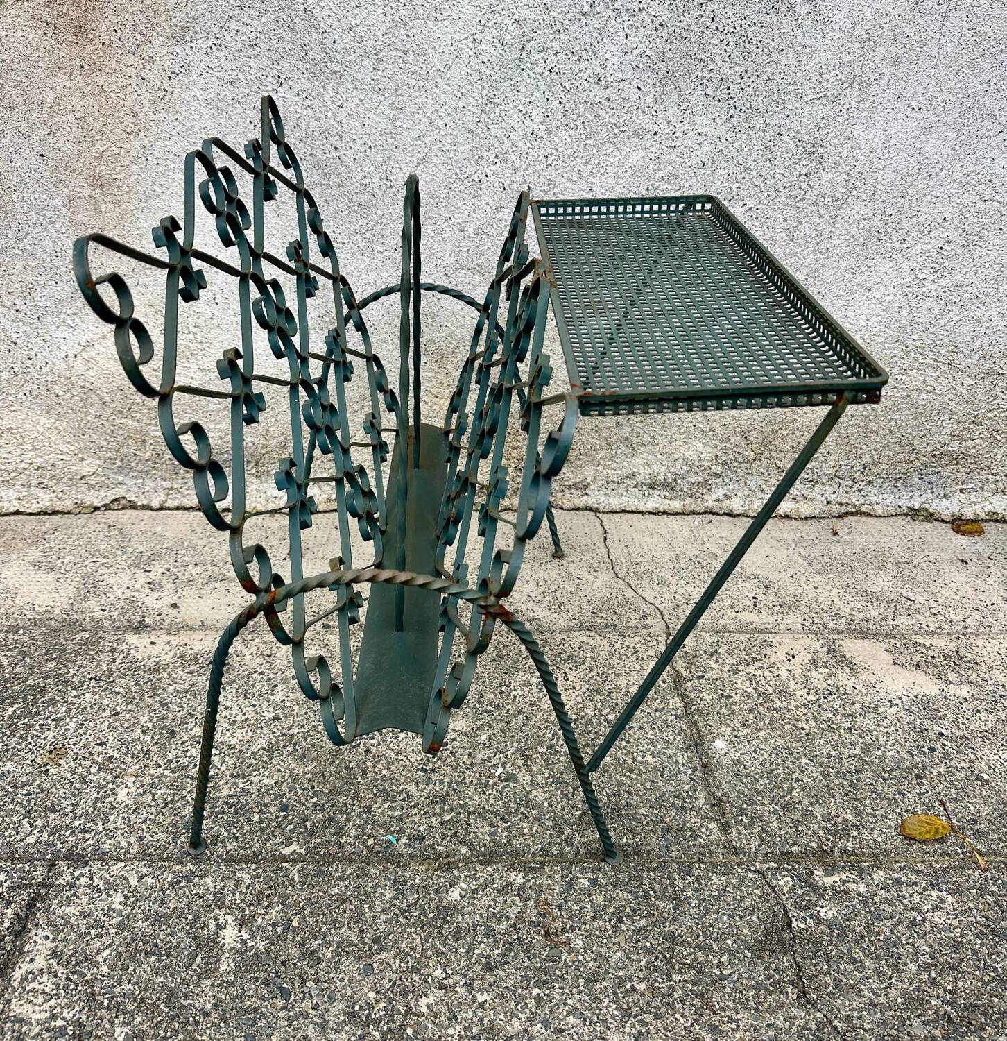 Vintage wrought iron magazine rack, Matego.