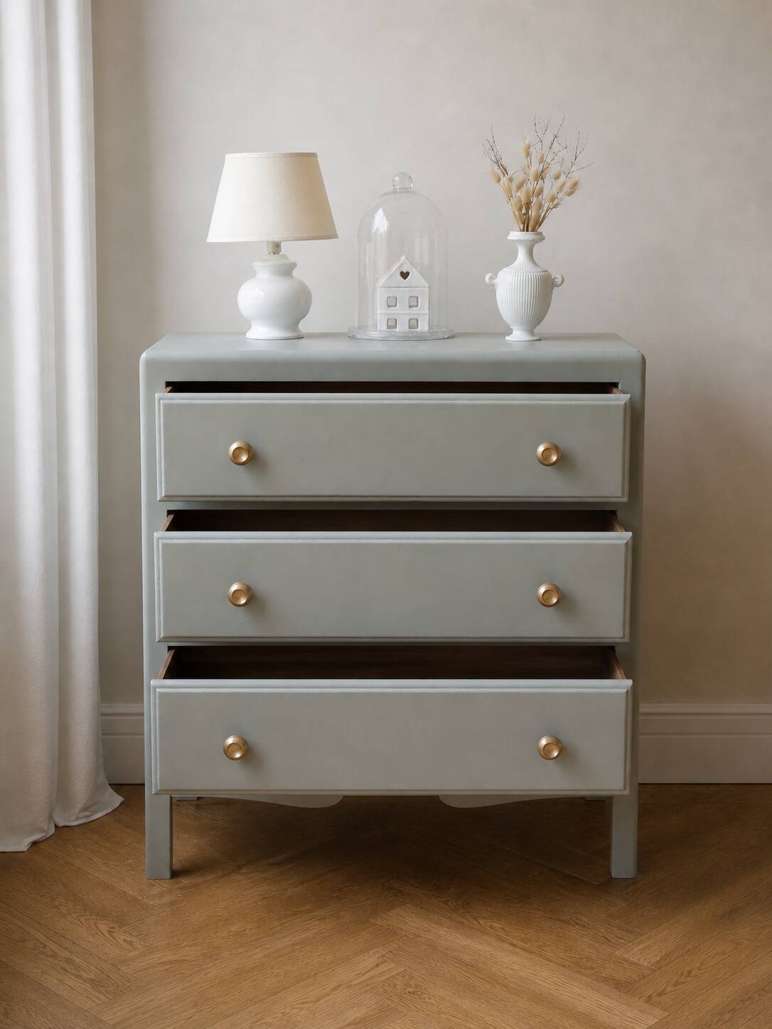 1950s commode enhanced in verdigris.