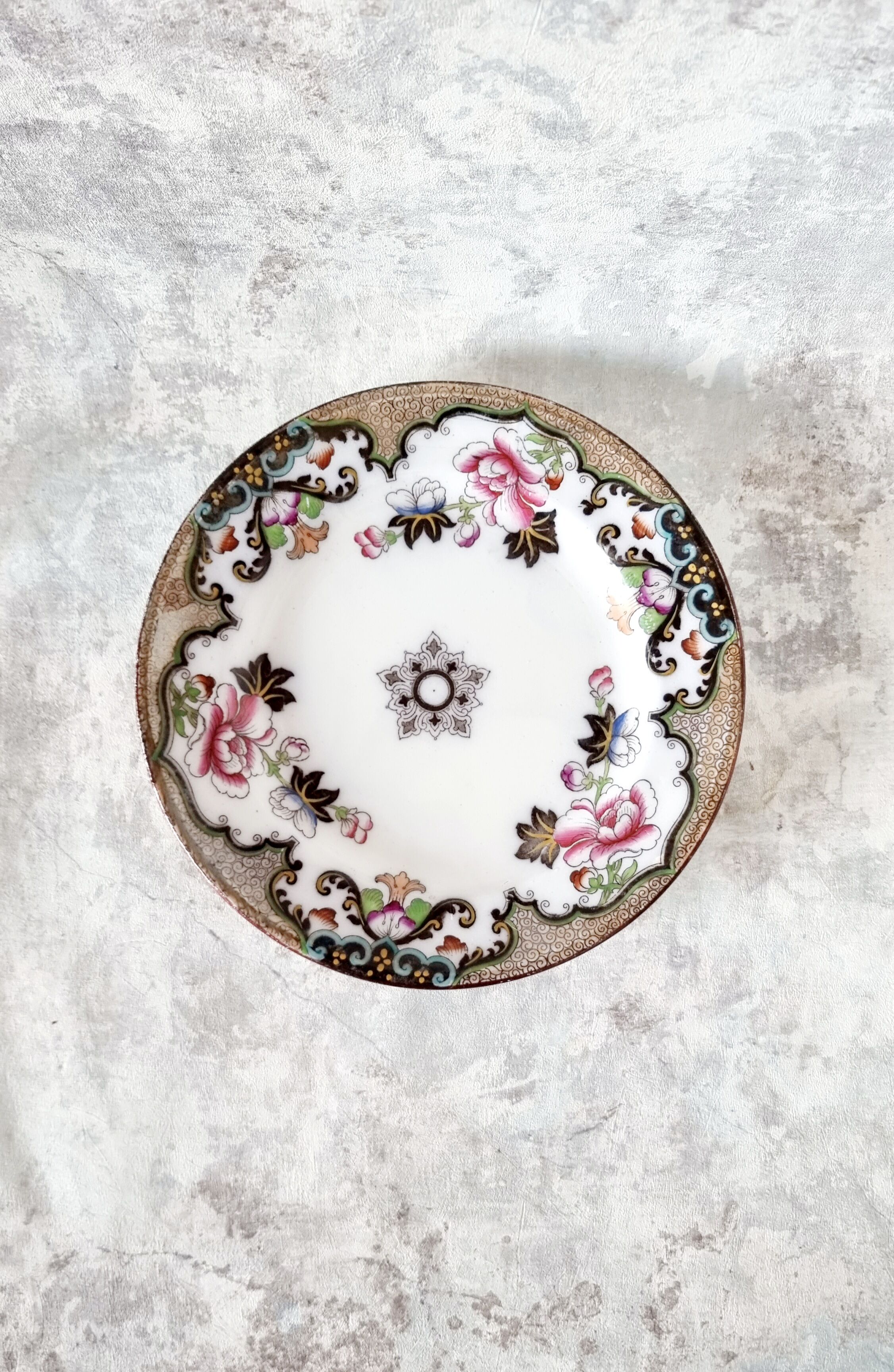 English Ceramic Plate Beech Hancock mod: Jeddo S.XIX Chinese Inspired Floral Patterns