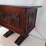 Mini-bar ancien sculpté bois  massif de chêne renaissance