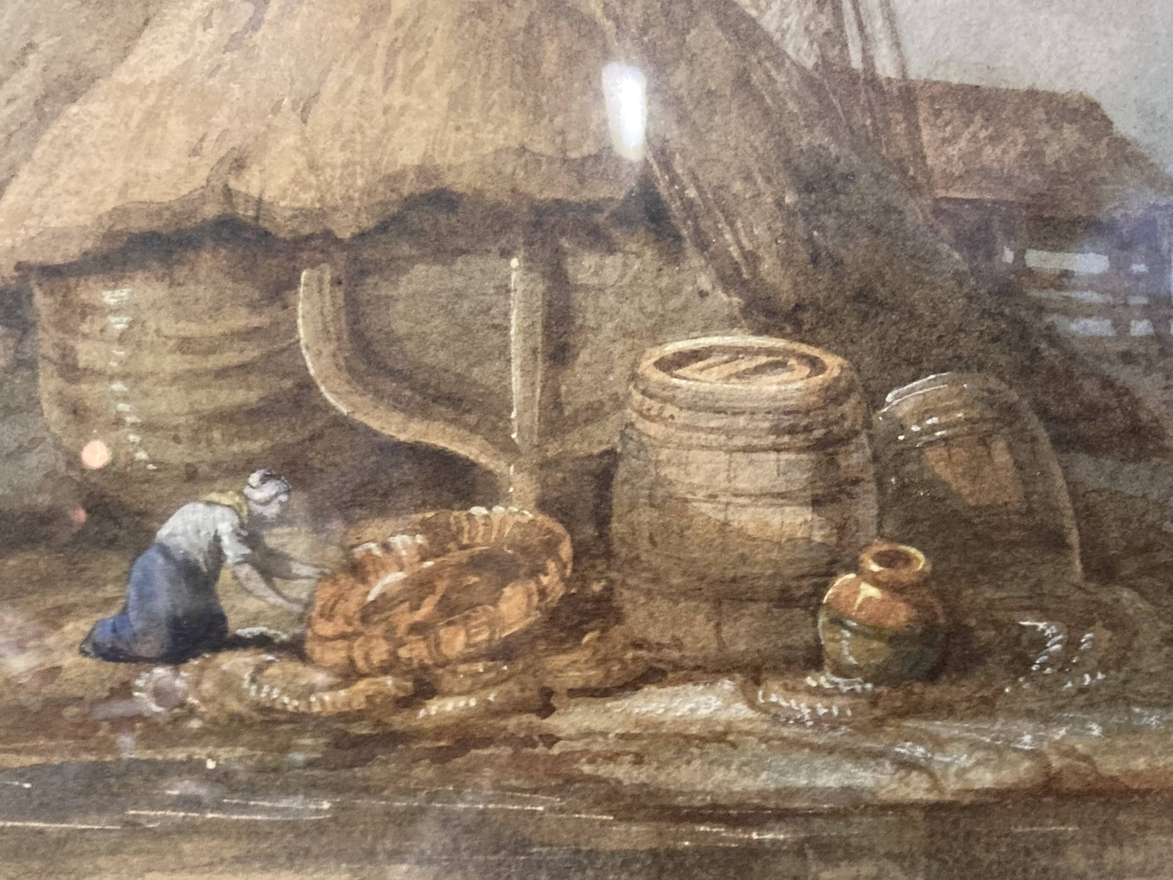 Eugène BOURGEOIS (1855-1909), The Cabestan, framed watercolour 19th century