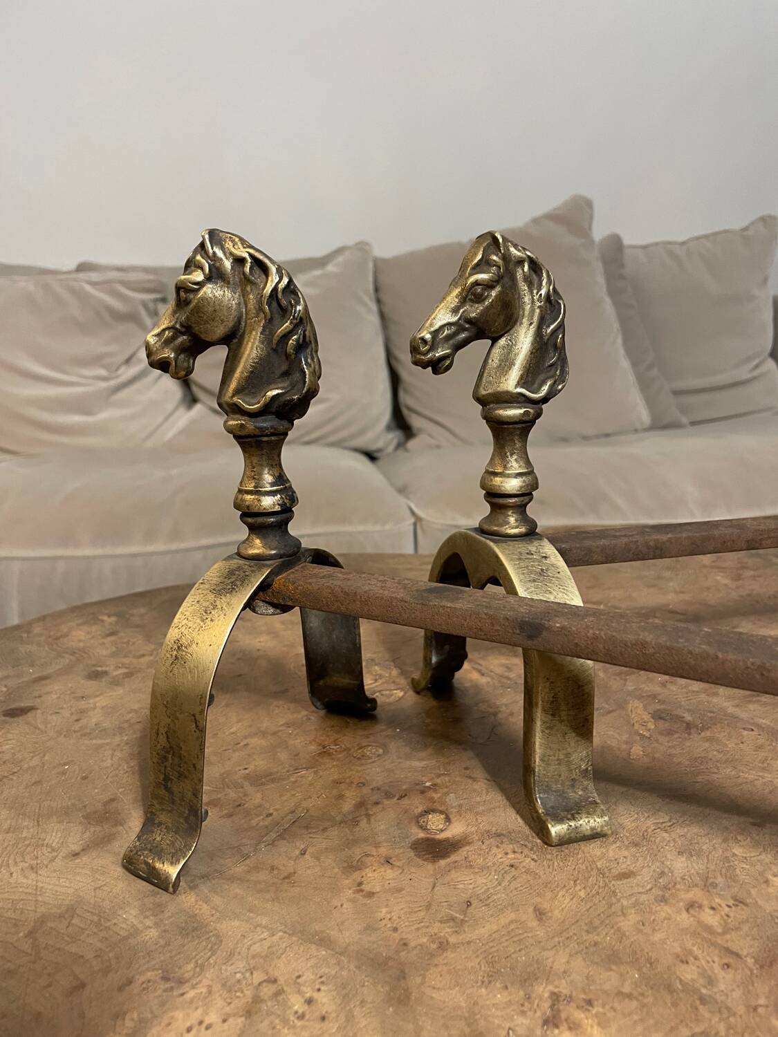 Pair of vintage andirons 1970 Horse head