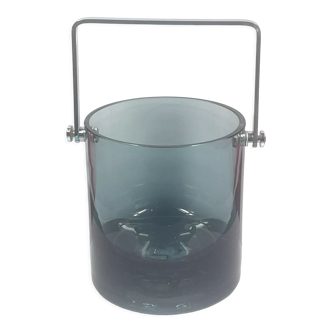 Ice bucket ice cubes vintage 70 smoked glass