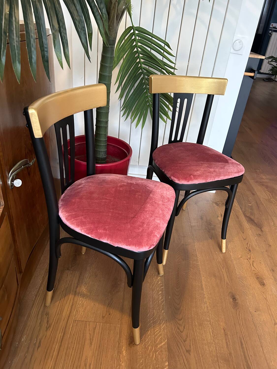 Redesigned powder pink bistro chair