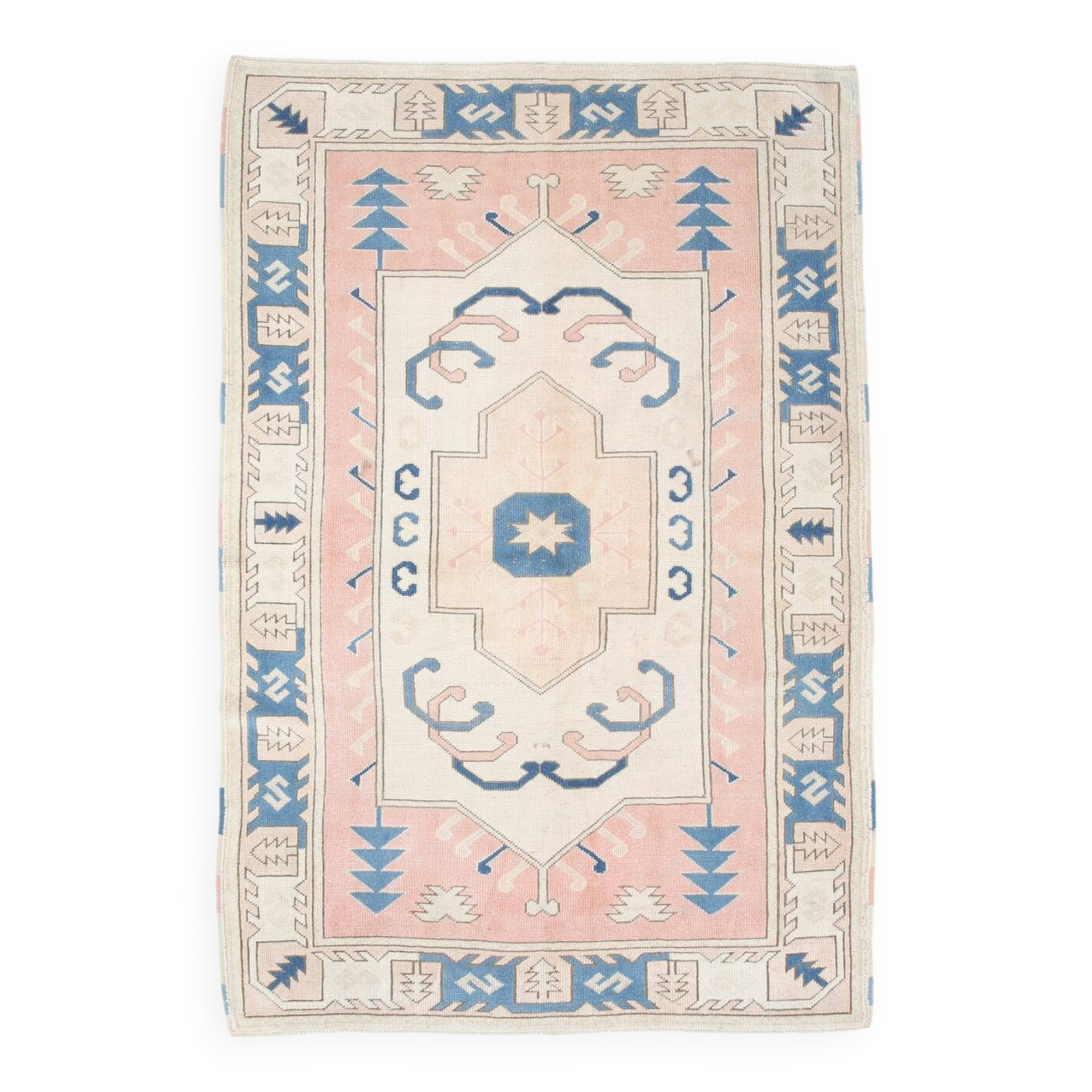 5x7 Peach & Blue Contemporary Vintage Rug, 154x226Cm SK22969