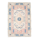 Tapis vintage en laine et coton pêche et bleu