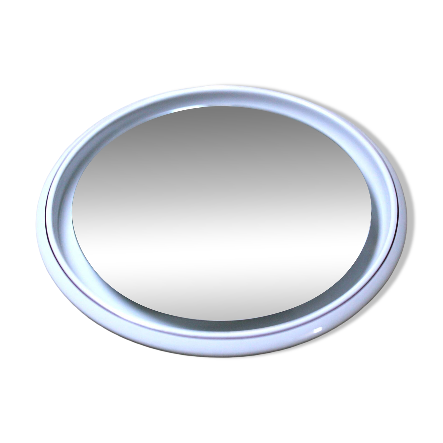 Large Round Vintage Ceramic Light Mirror Space Age 68cm - 1970s
