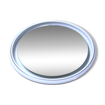 Grand Miroir Lumineux Rond Vintage Céramique Space Age 68cm - Année 70