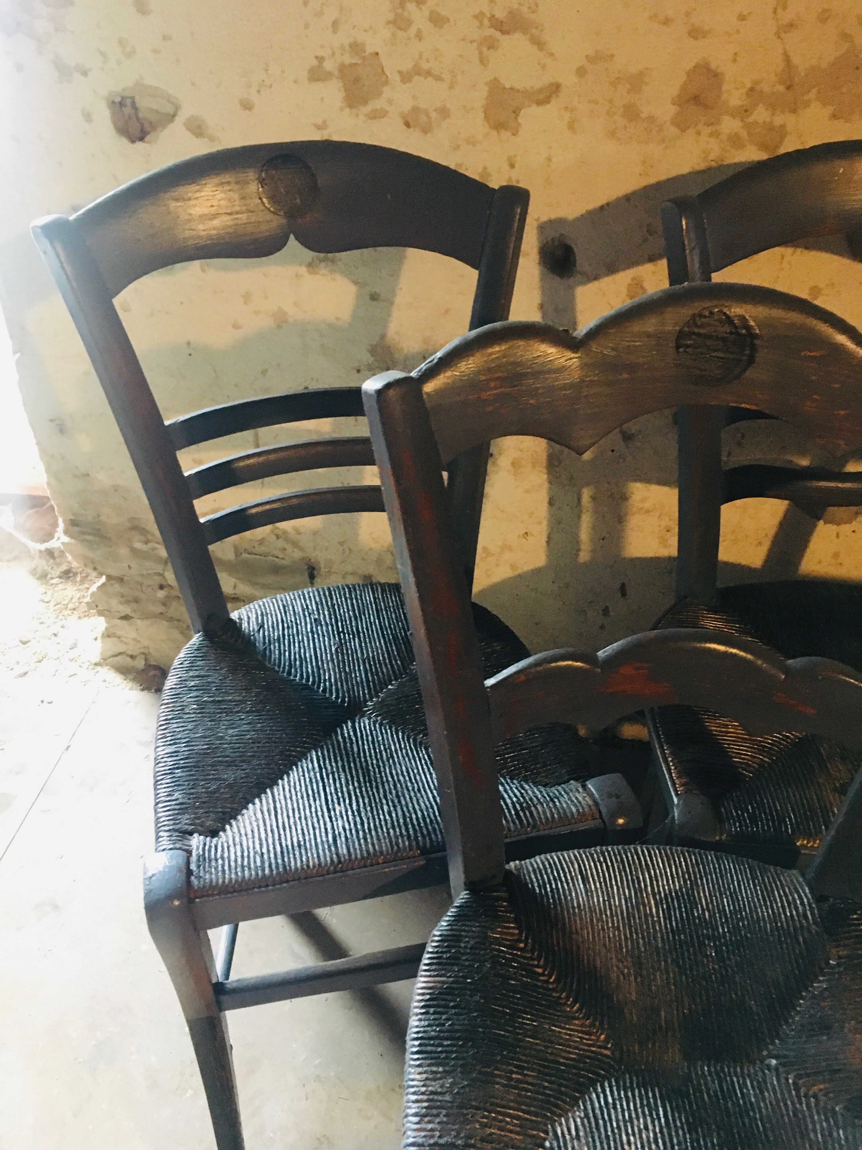 Set of 7 mustache bistro chairs